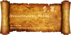 Veszelovszki Milán névjegykártya