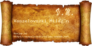 Veszelovszki Milán névjegykártya